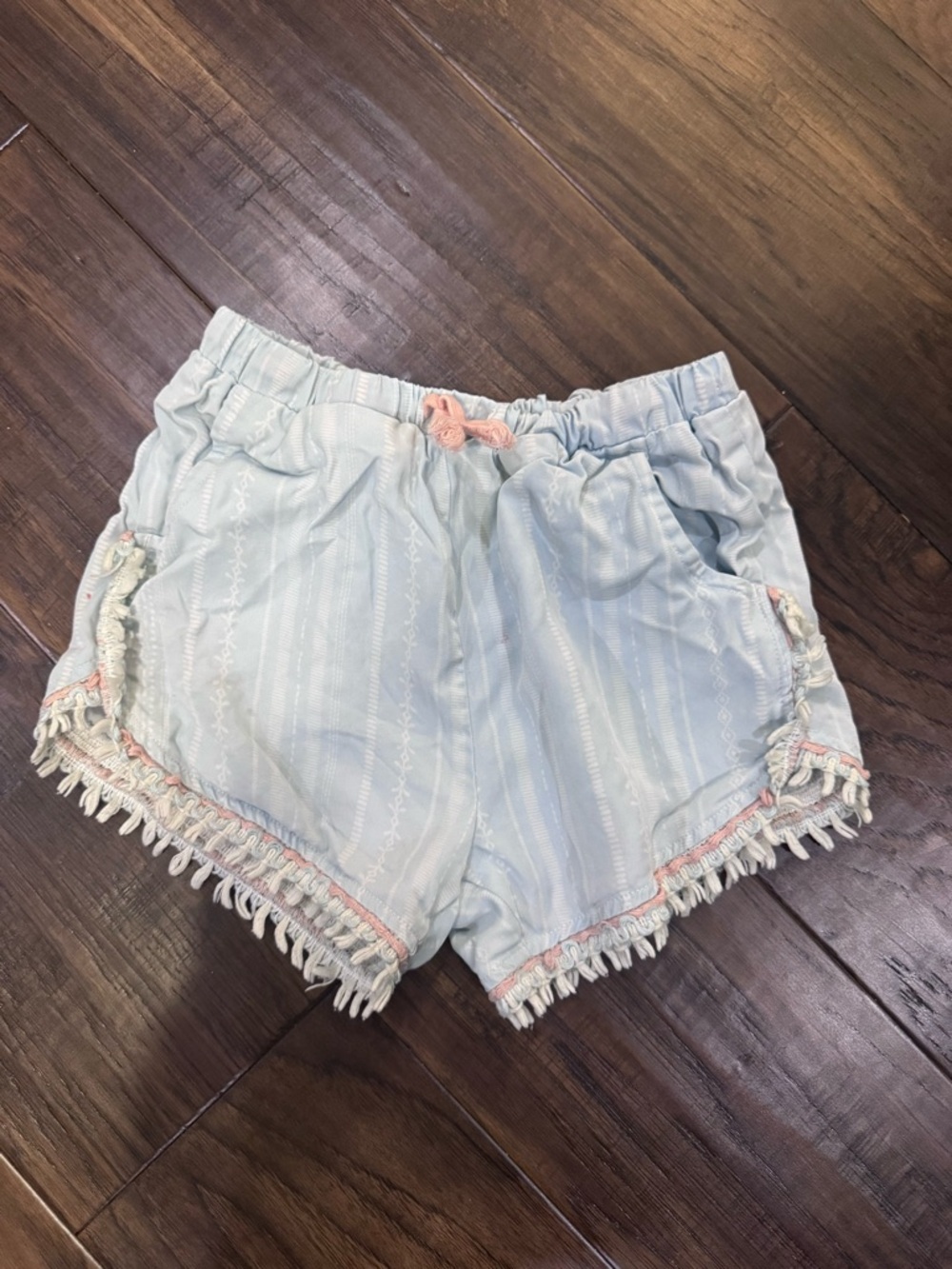 Matilda Jane Light Blue Fringe-Trim High-Waist Shorts